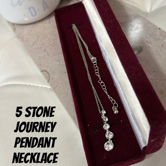 Jewelry - Like New 5 Stone Journey Pendant-Silver Toned-With Box